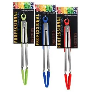 Silicone - 12" Tongs - 3 Assorted Colors (Case Qty: 24)