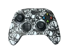 Silicone Cover For XBOX Series X/S Controller Case Skin - Black / White Skulls