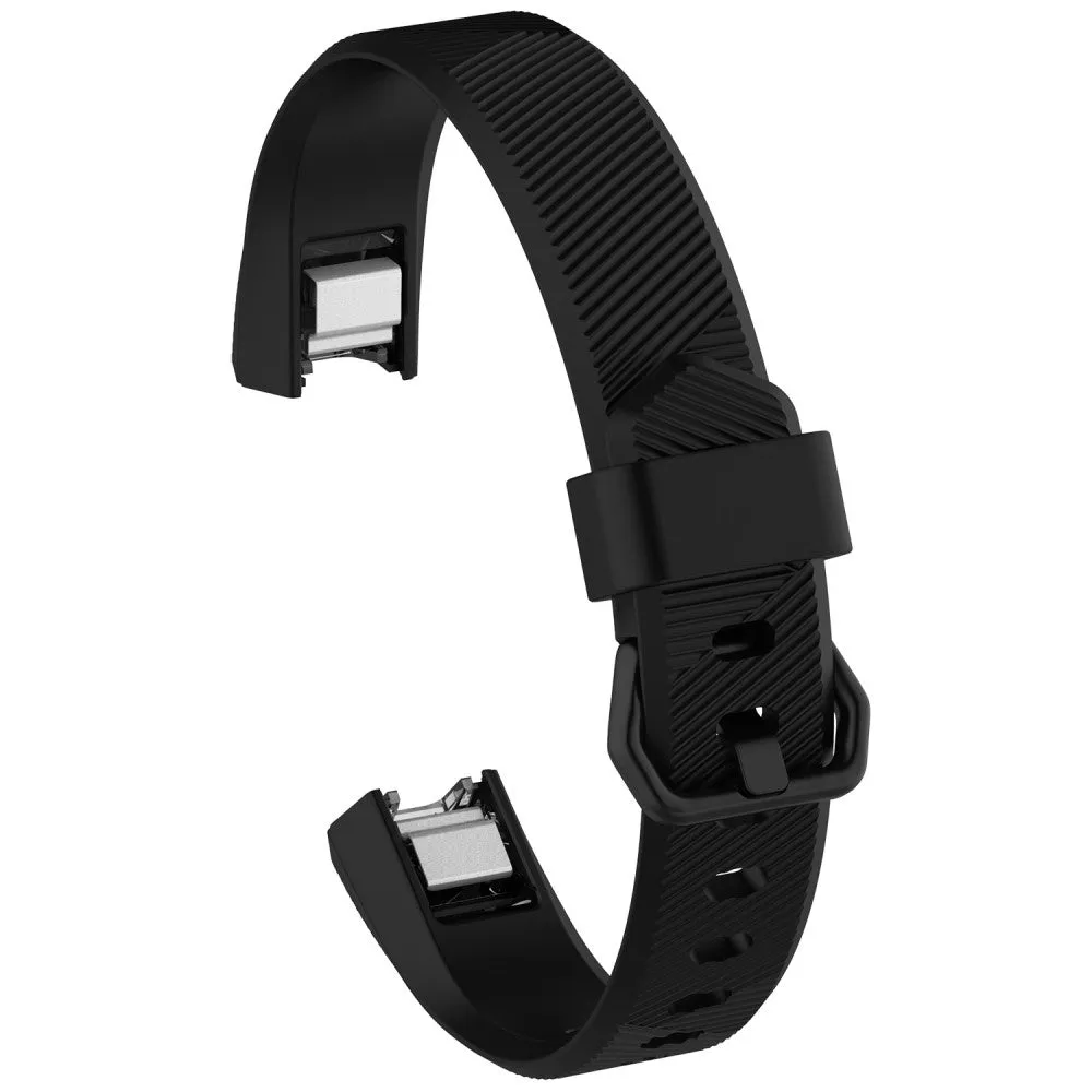 (Size L) Fitbit Alta / Alta HR Replacement Silicone Sports Armband - Black