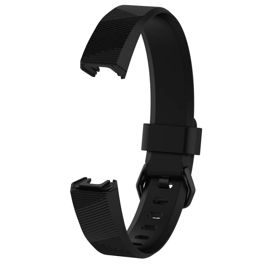 (Size L) Fitbit Alta / Alta HR Replacement Silicone Sports Armband - Black