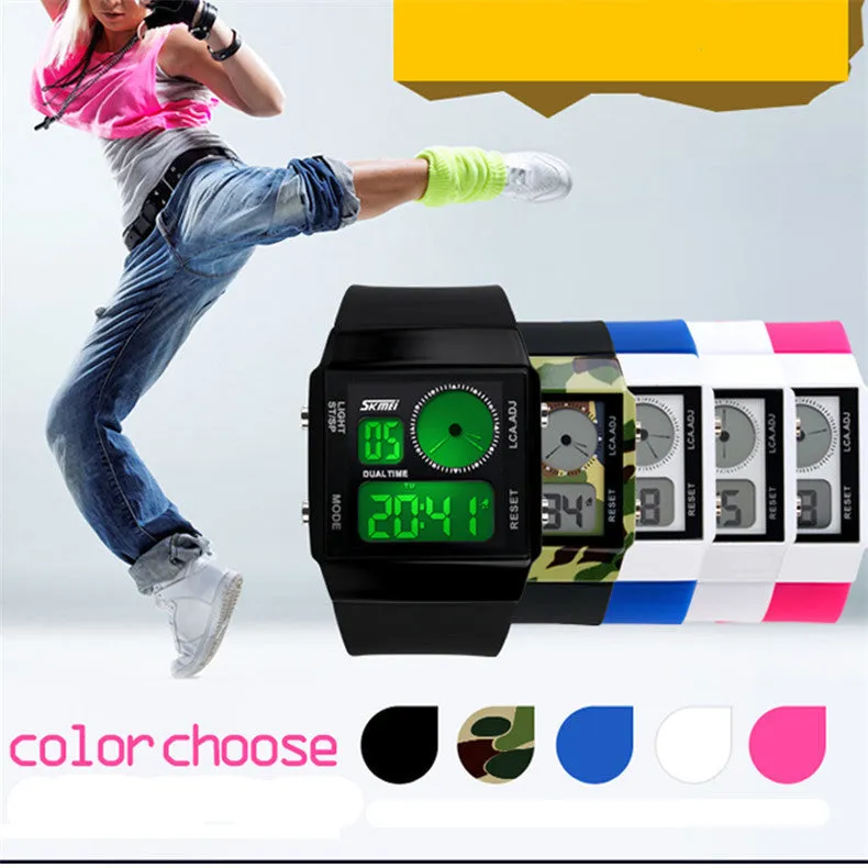 Skmei Fashion Casual Watches Relogio Seven colourful Military Sports Style Led Digital Watch Men Women Multifunction Wristwatch