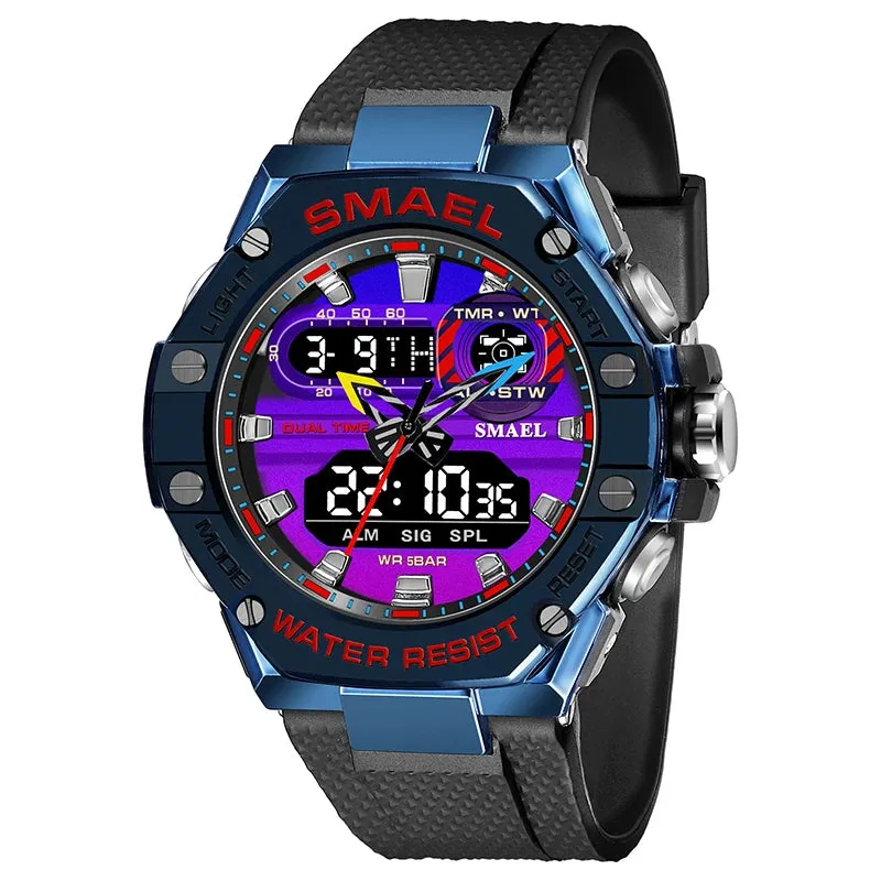 SMAEL Sport Watch for Man Dual Time Watch for Men Led Light Watch Alarm 8066 Fashion Sport  Watches Military S Shiock Wristwatch