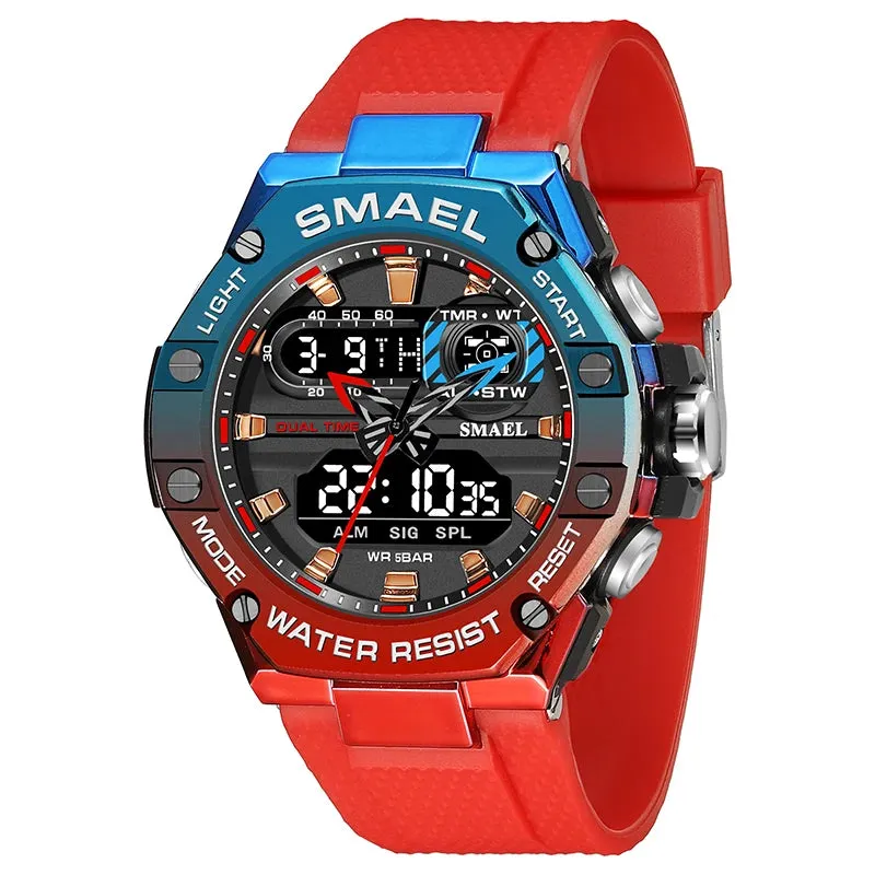 SMAEL Sport Watch for Man Dual Time Watch for Men Led Light Watch Alarm 8066 Fashion Sport  Watches Military S Shiock Wristwatch