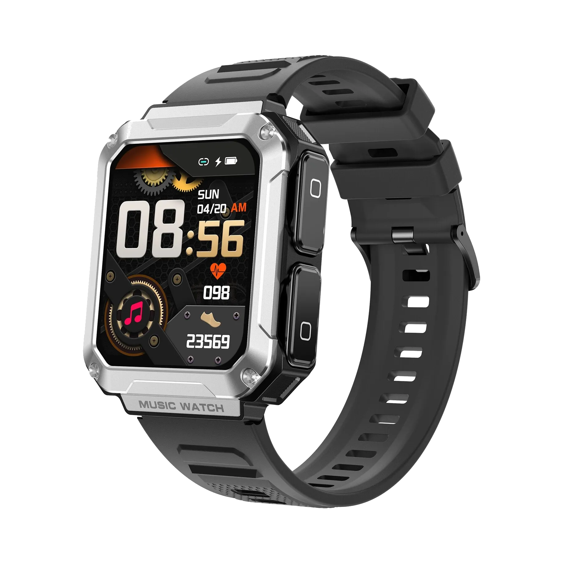 ST93 2-in-1 Dagnet Smartwatch with Bluetooth earbuds 1.96-inch Full Touch Screen; IP67 Waterproof- Unisex