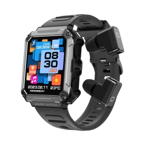 ST93 2-in-1 Dagnet Smartwatch with Bluetooth earbuds 1.96-inch Full Touch Screen; IP67 Waterproof- Unisex