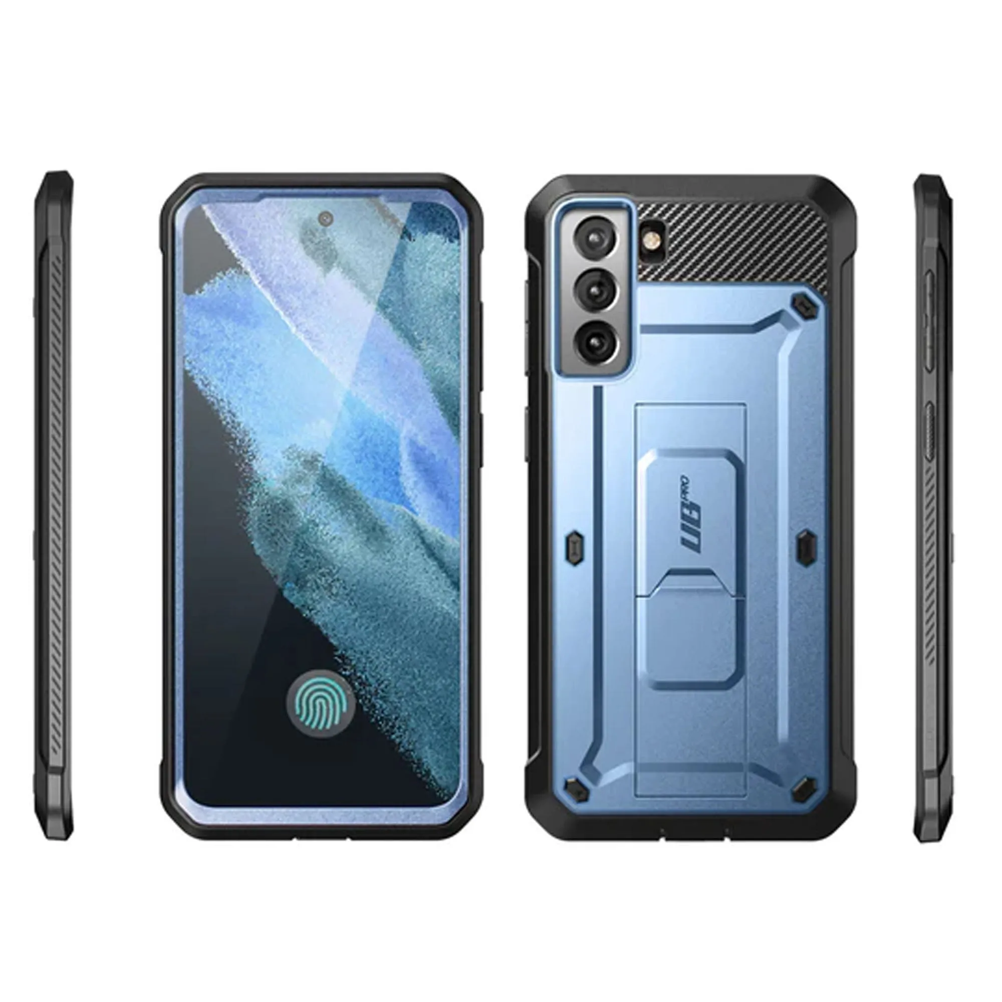 Supcase Unicorn Beetle Pro Rugged Case for Samsung Galaxy S21 FE with Built-in Screen Protector - Metallic Blue (Barcode: 843439113398 )