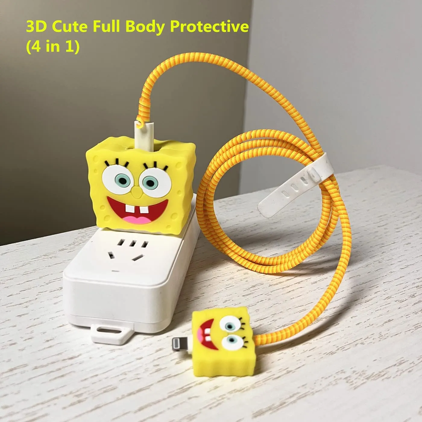 Super Cute Sponge Bob Silicon Apple iPhone Charger Case