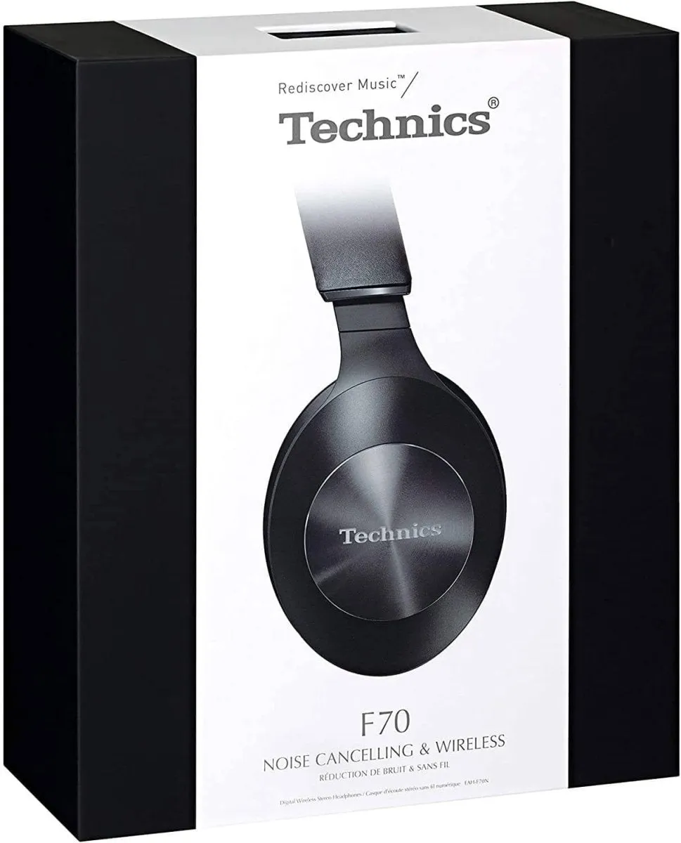 Technics EAHF70NEK Premium High-Resolution Wireless Bluetooth Over Ear Headphones with Closed Back, 3-Mode Active Noise Cancelling, Ambient Sound Enhancer and Voice Assistant - Black