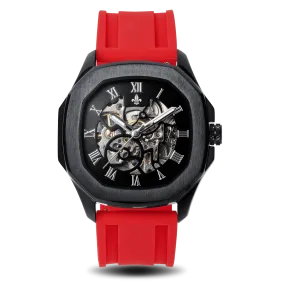 The Avalon Black   Red Silicone Strap