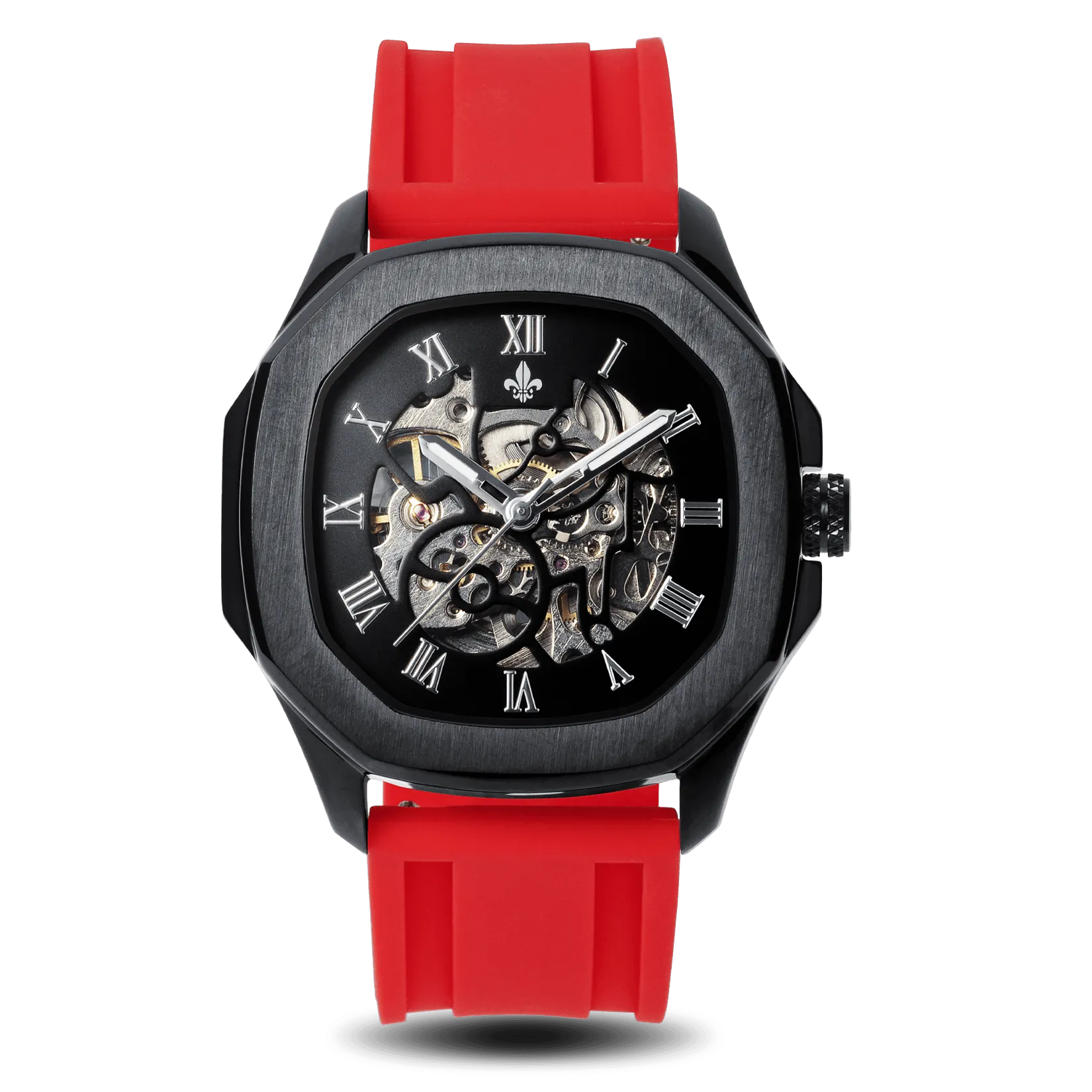 The Avalon Black   Red Silicone Strap