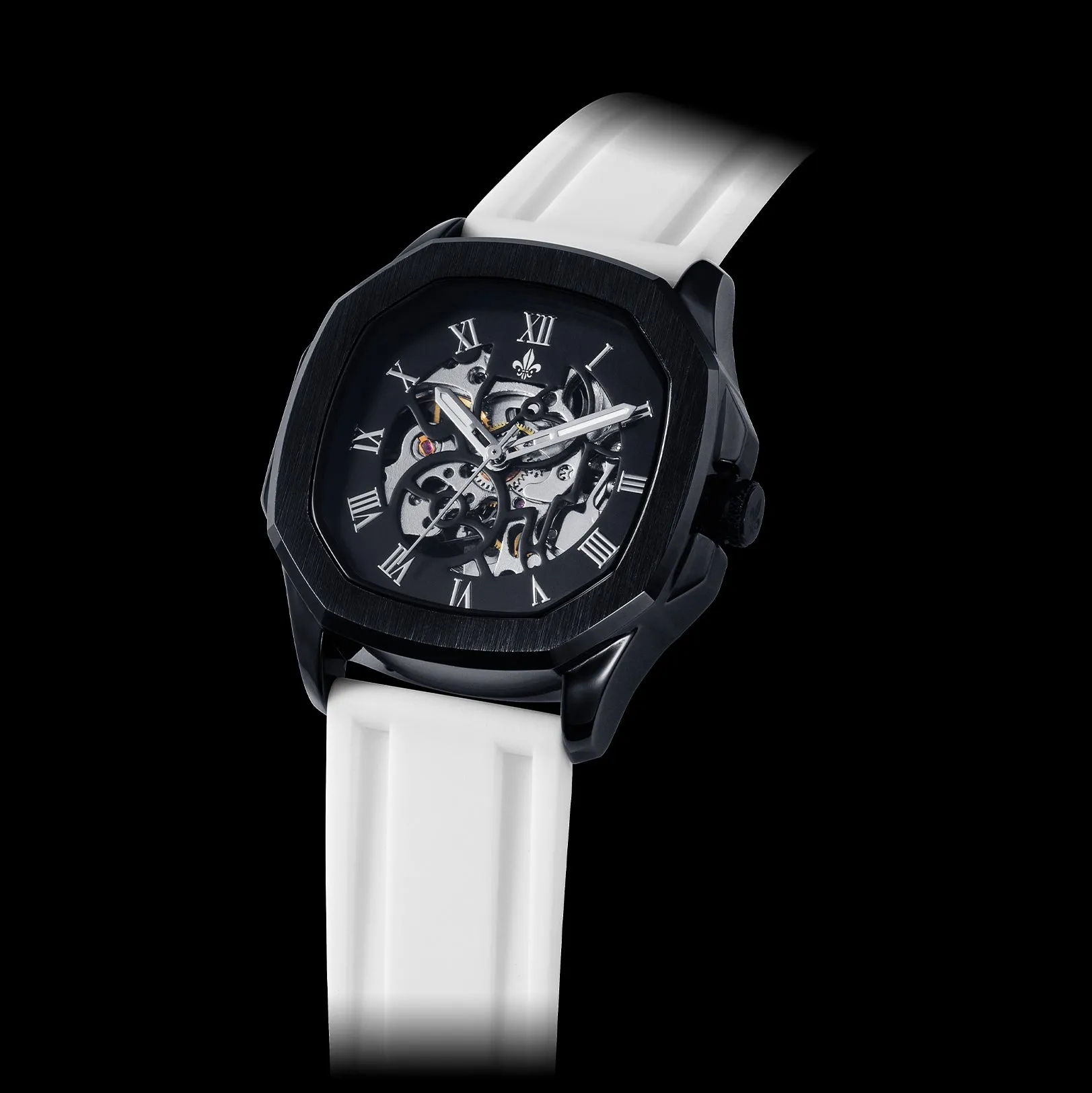 The Avalon Black   White Silicone Strap