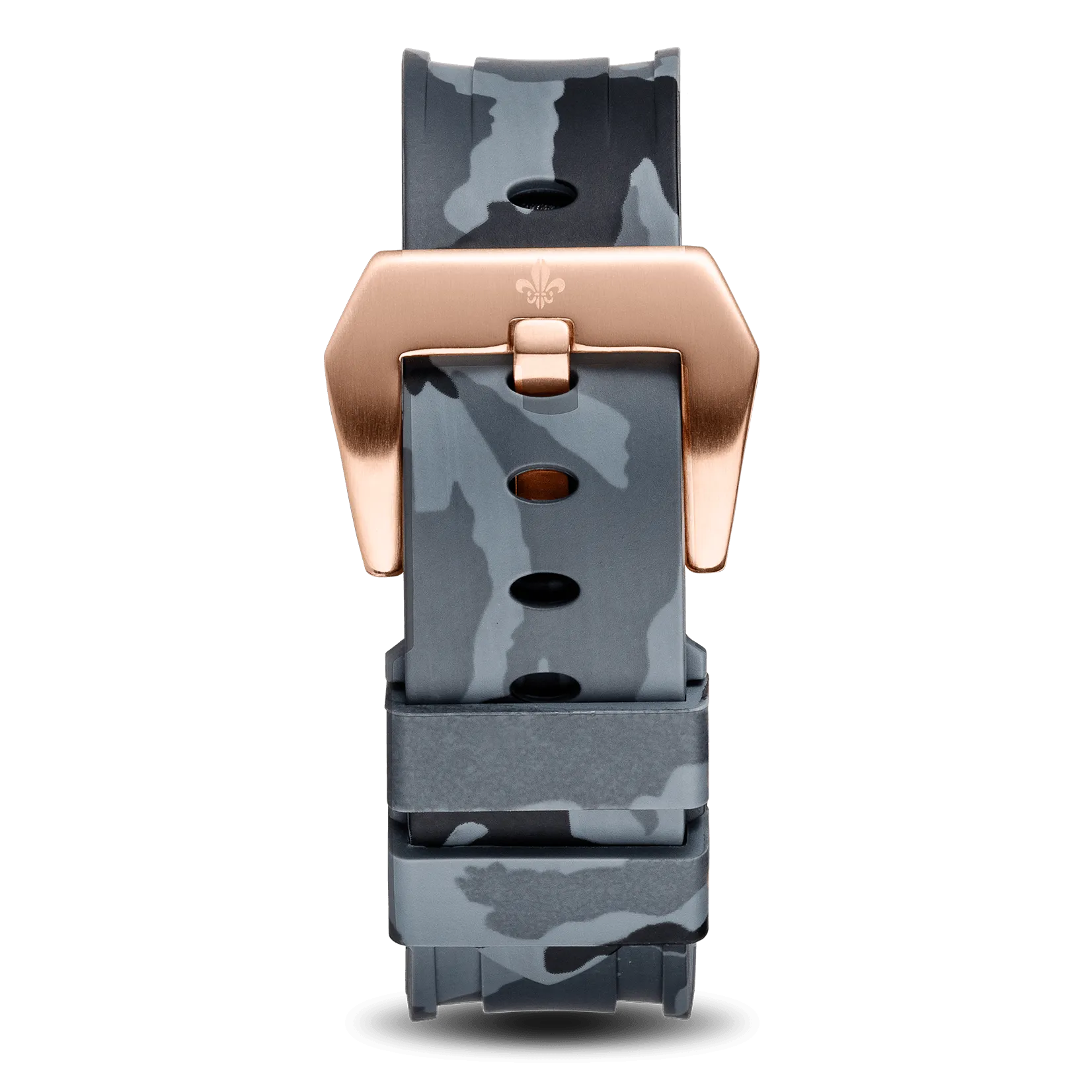 The Avalon Rose Gold   Grey Camo Strap