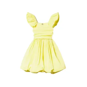 TWS Yellow Taffeta Frilled Sleeve Dress