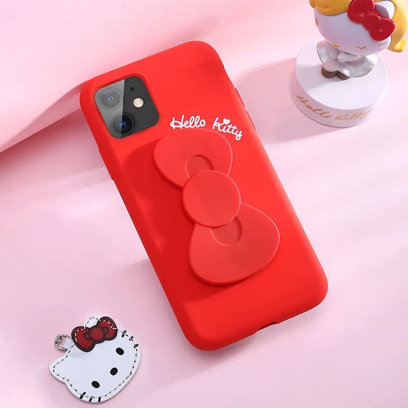 UKA Hello Kitty Liquid Silicone Case Cover with Bowknot Kickstand