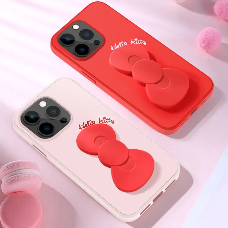 UKA Hello Kitty Liquid Silicone Case Cover with Bowknot Kickstand