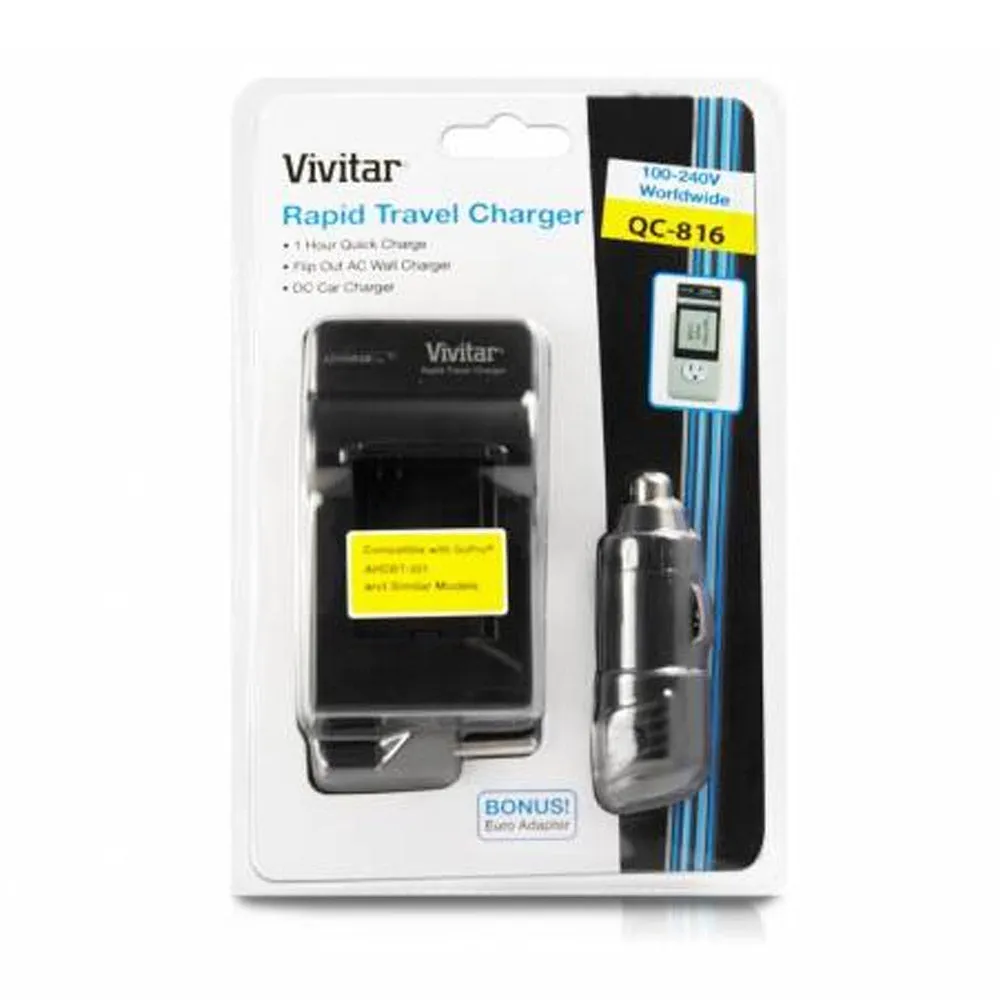 Vivitar QC-816 AC/DC Rapid Battery Charger Compatible with GoPro Hero3 Battery