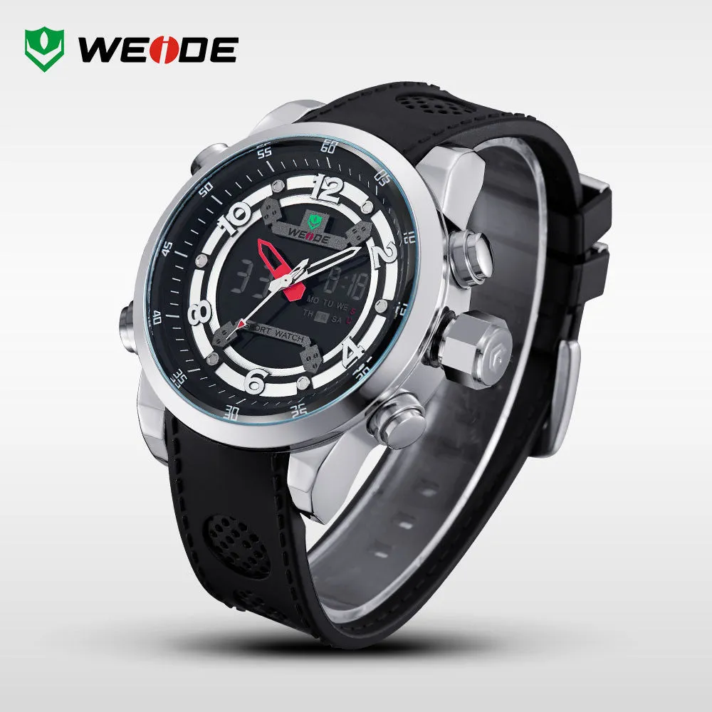 WEIDE Men's Quartz Full Steel Army Diver Watches Men Military Sports Watch PU Strap Luxury Brand LCD Back Light Wristwatch