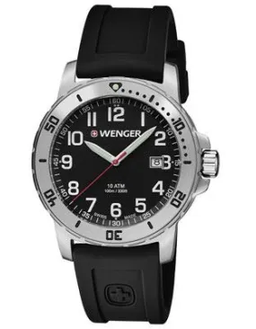 Wenger Mens Off Road - Stainless - Black Dial - Black Silicone Strap - Date