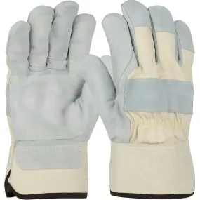 West Chester 500DP-AA/M Premium Grade Split Cowhide Leather Double Palm Plus with Canvas Back - Rubberized Safety Cuff