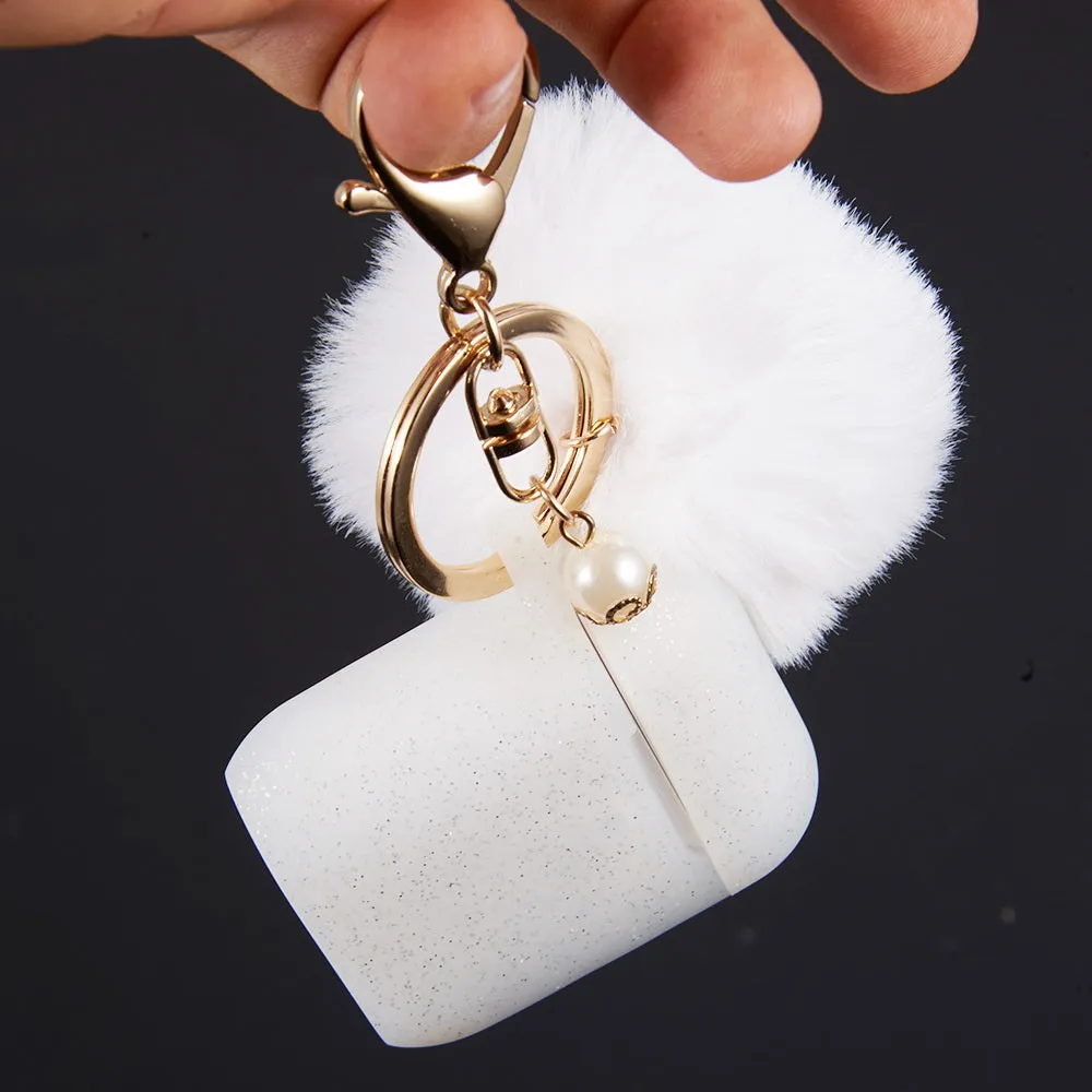 White Glitter Keychain Case for Airpods