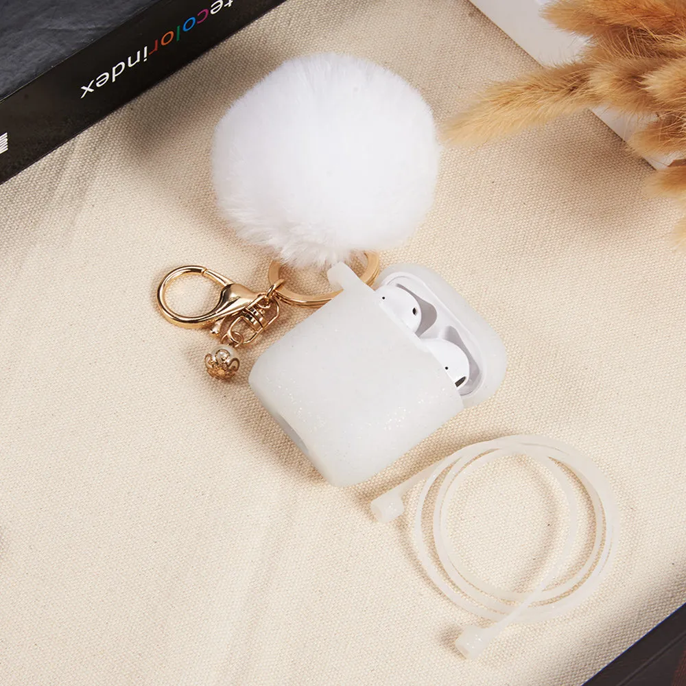 White Glitter Keychain Case for Airpods