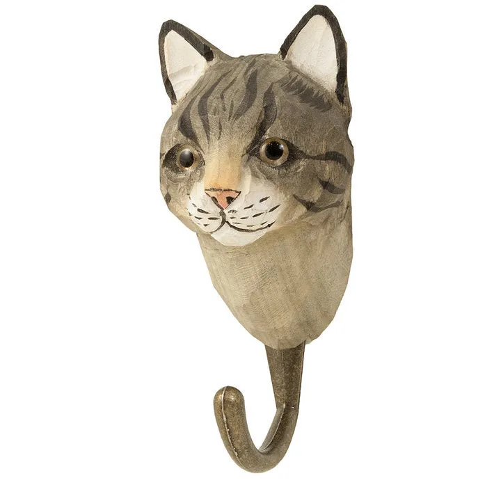 Wildlife Garden - Hand Carved Hook - Cat