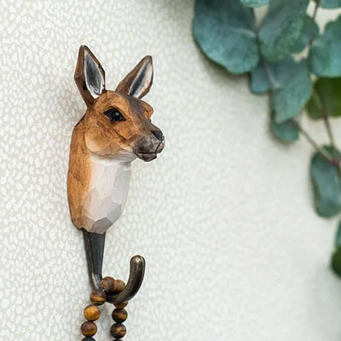 Wildlife Garden - Hand Carved Hook - Kangaroo