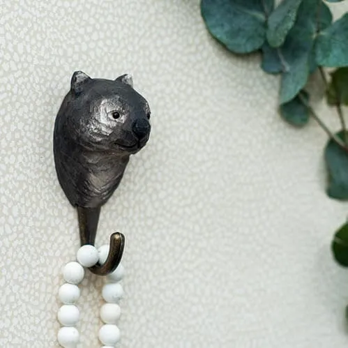 Wildlife Garden - Hand Carved Hook - Wombat