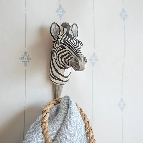 Wildlife Garden - Hand Carved Hook - Zebra