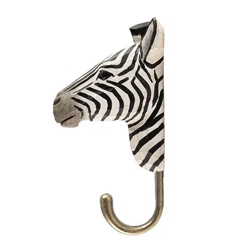 Wildlife Garden - Hand Carved Hook - Zebra