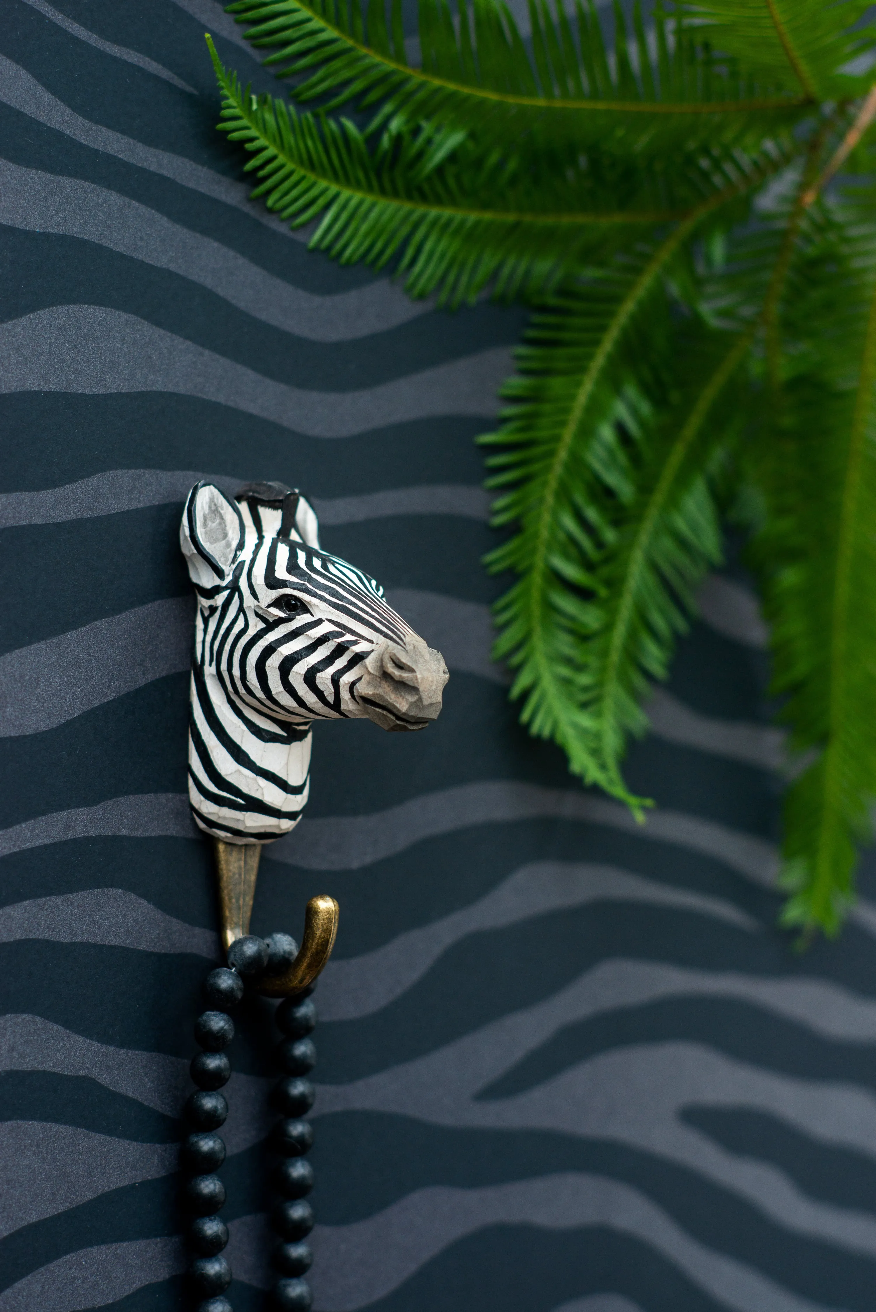 Wildlife Garden - Hand Carved Hook - Zebra