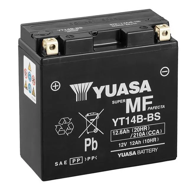 YT14B-BS Non-DG Factory Sealed Battery Yuasa. Alt: YT14B-4 (YT14BBS)