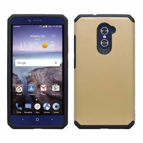 ZTE Grand X Max 2 Case, ZTE Imperial Max Z963U Case, ZTE Max Duo Case, Dual Layer Shockproof Hybrid Armor Rubber Gel Drop Protection Defender Case Cover For ZTE Grand X Max 2 - Gold